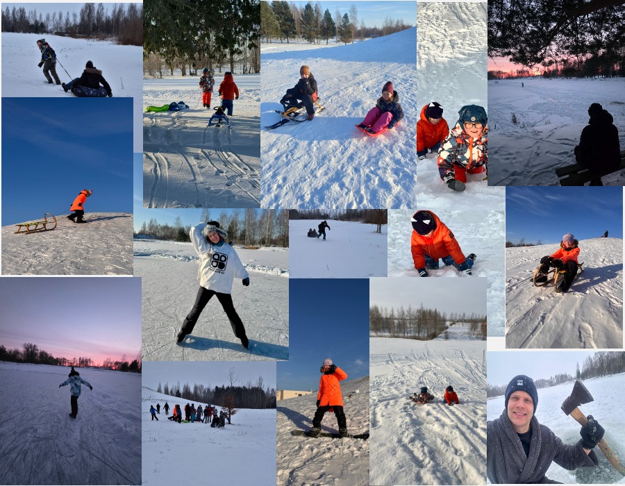 Ziemas prieki kolāža