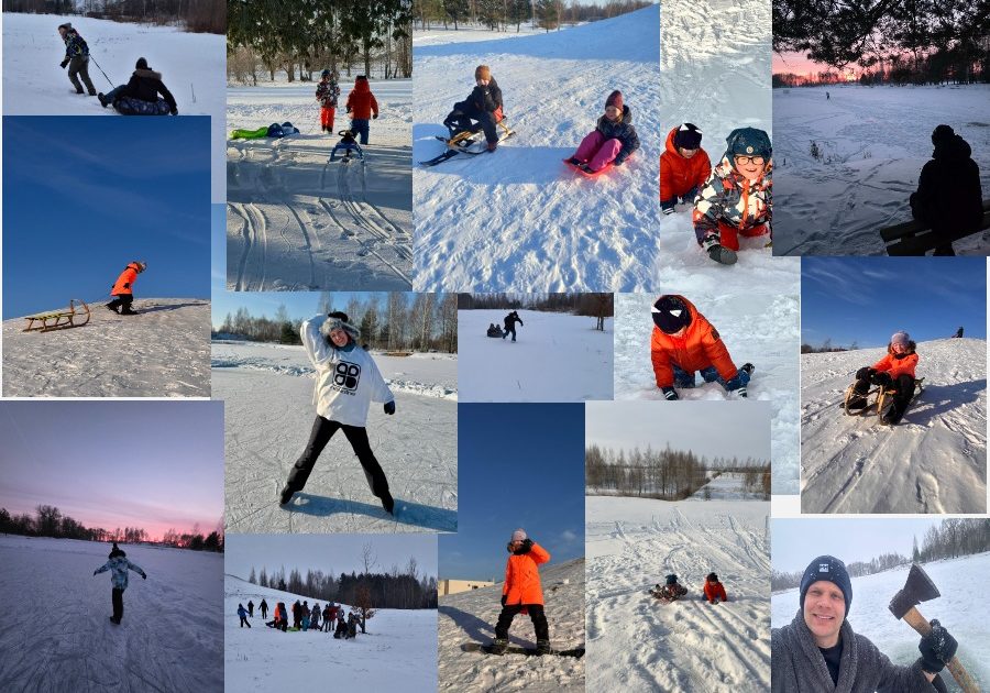 Ziemas prieki kolāža